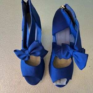 Royal blue bow tie heels
